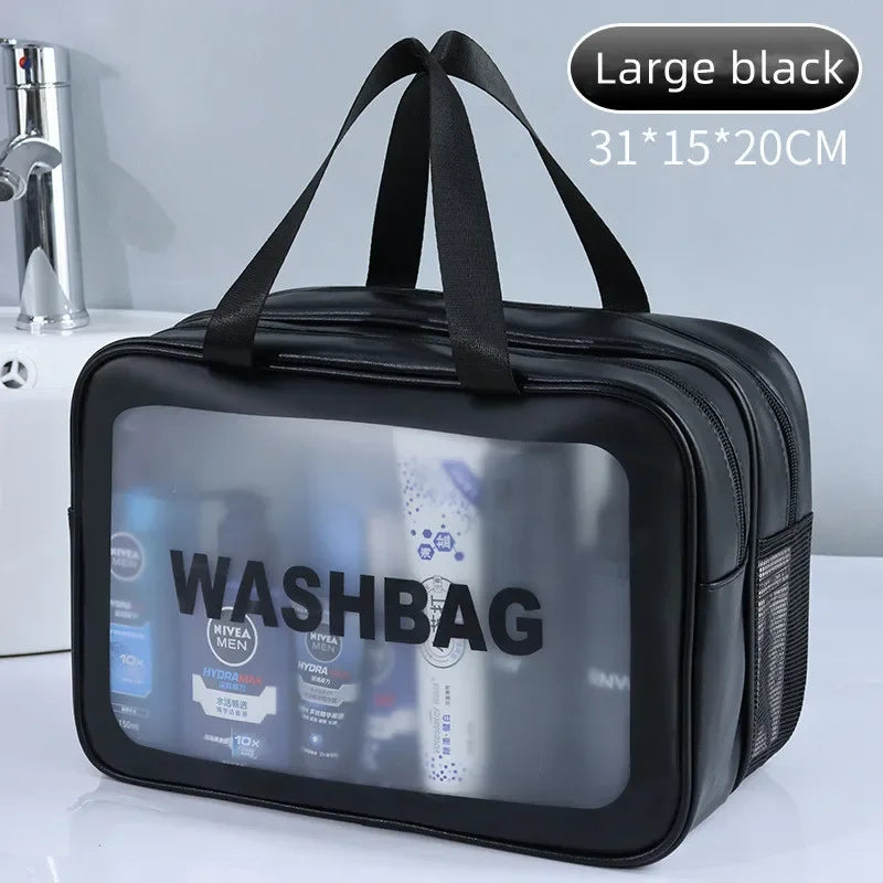 Dry-Wet Separation PU Mini Cosmetic Pouch – Travel & Gym Travel Cosmetic Pouch Zpaxo Large black