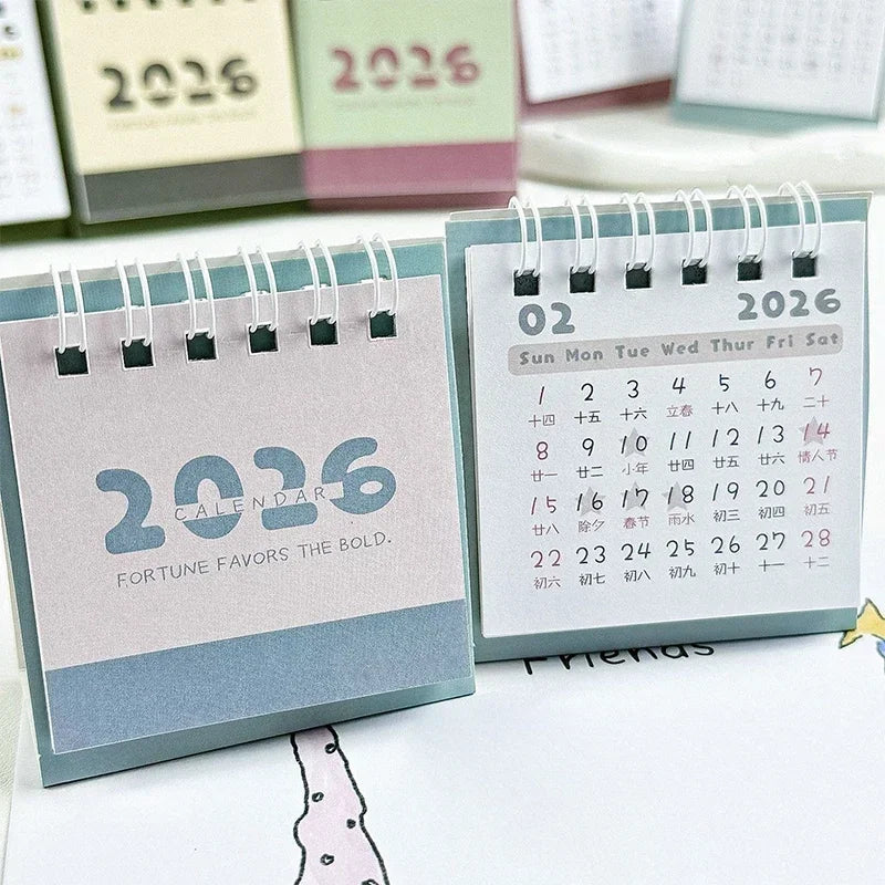 2026 Mini Simple Calendar Small Desk Calendar Creative Coil Calendar Planner Desktop Decoration Office Stationery Zpaxo