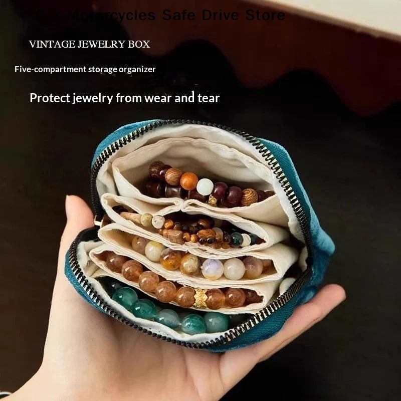 5-Layer Jewelry Storage Bag Velvet Pouch Bags Watch Bracelet Rings