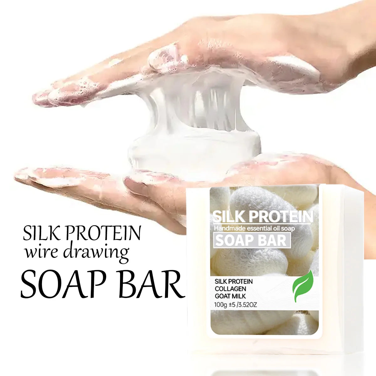 100G silk protein brushed handmade soap, suitable for washing face and bathing all over the body, moisturizes and nourishes the Zpaxo