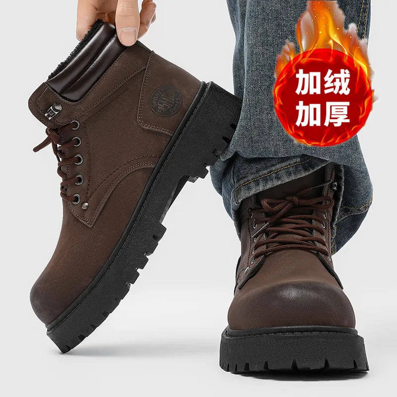 Men Boots Winter Slippers Warm Waterproof Non-slip Plush Sneakers