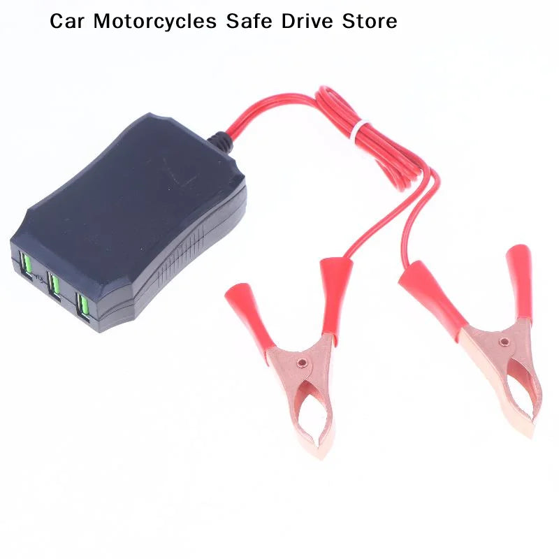 12V 24V 5V 3USB Port Power Adapter Battery Clip Charging Universal