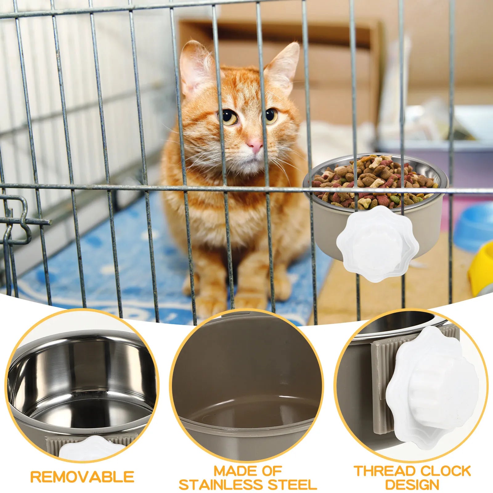Premium Stainless Steel Pet Feeding Bowl Unique Anti-tip Hanging Cats