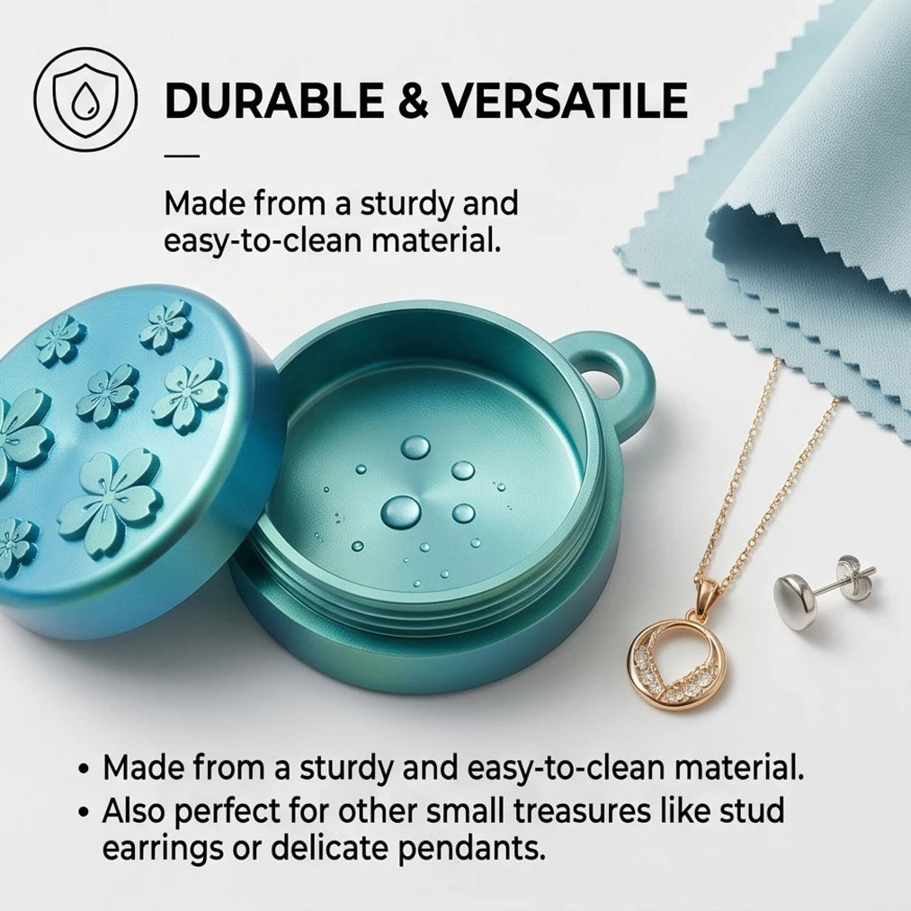 Portable Sakura Ring Holder Keychain Mini Jewelry Storage Case Travel