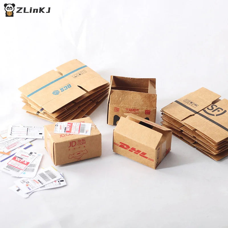 ▶5Pcs/set Mini Carton Express Carton 1:12 Dollhouse Miniature Express Box Decor Toy Zpaxo