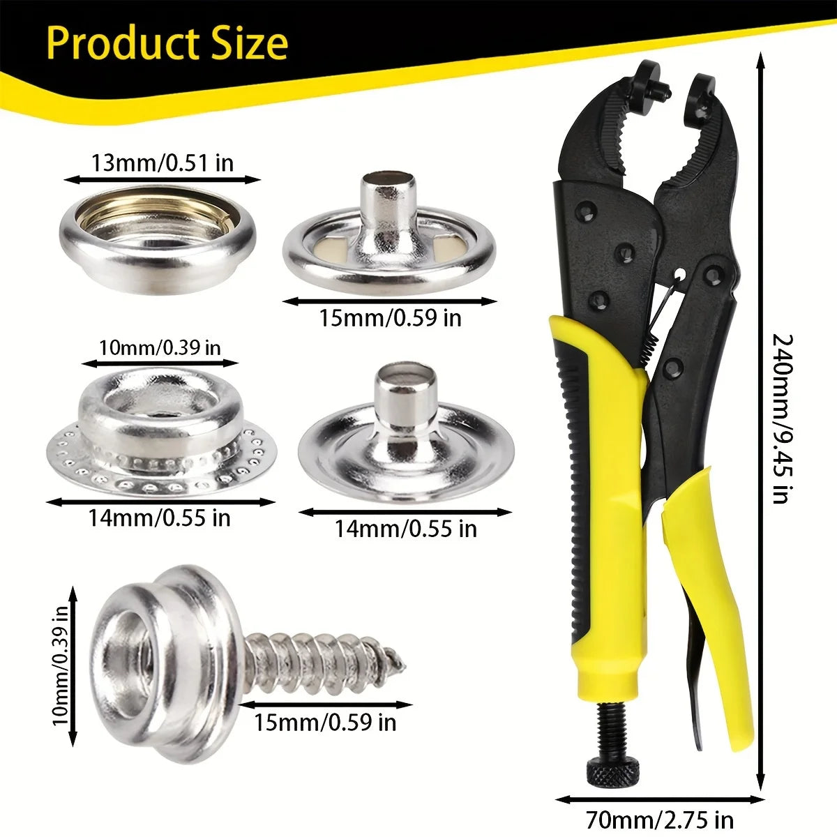 Heavy-Duty Snap Fastener Tool Set/ Canvas Snap Refill Kit-Adjustable with Punching Function, for Boat Covers, Canvas, Tarps Zpaxo