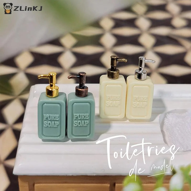 4Pcs Dollhouse Bathroom Accessories Mini Split Bottle Pretend Play Furniture Toy Miniature Soap Dispenser Model Doll House Decor Zpaxo