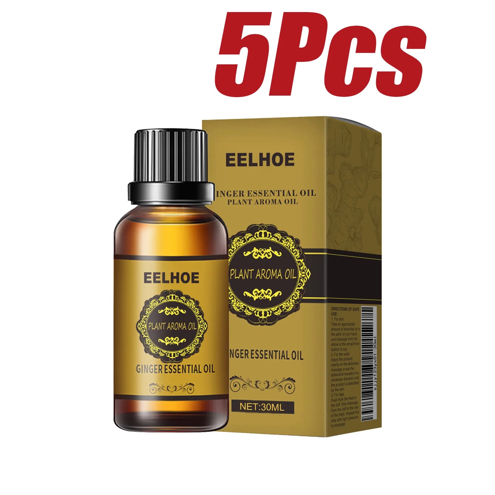Ginger Essential Oil Slimming Massage – Anti-Cellulite Body Oil Slimming Massage Oil Zpaxo 5 x 30ml Boxed