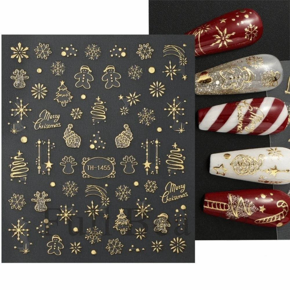 Snowflakes Reflective Glitter Nail Stickers 3D Design Sparkle Christmas Nail Decals Adhesive Nail Decals Winter Holidays Zpaxo