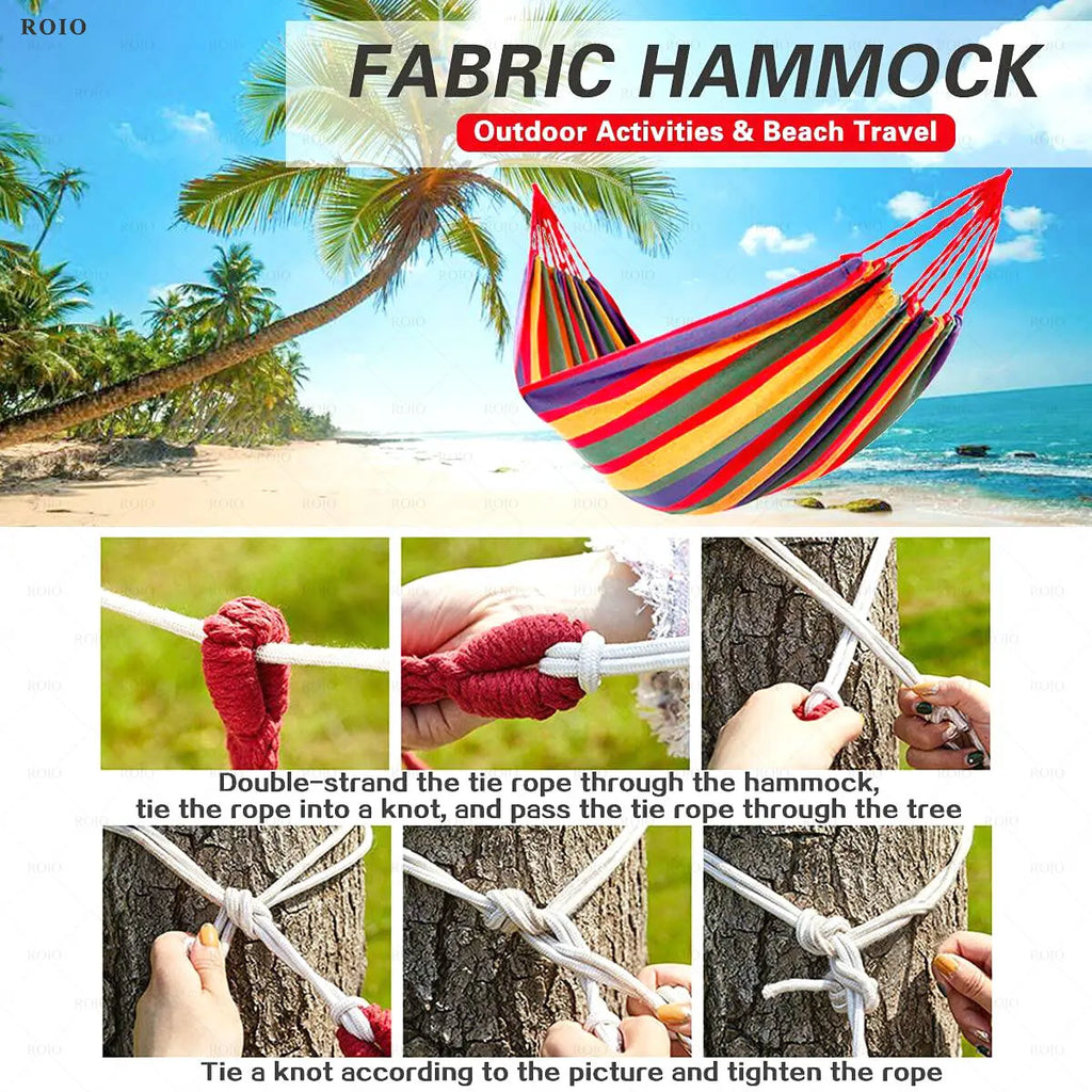 Camping Hammock Thickened Durable Fabric Canvas Single Hammocks Travel Swing Chair Hanging Bed Double Outdoor Hammock with Bag Zpaxo