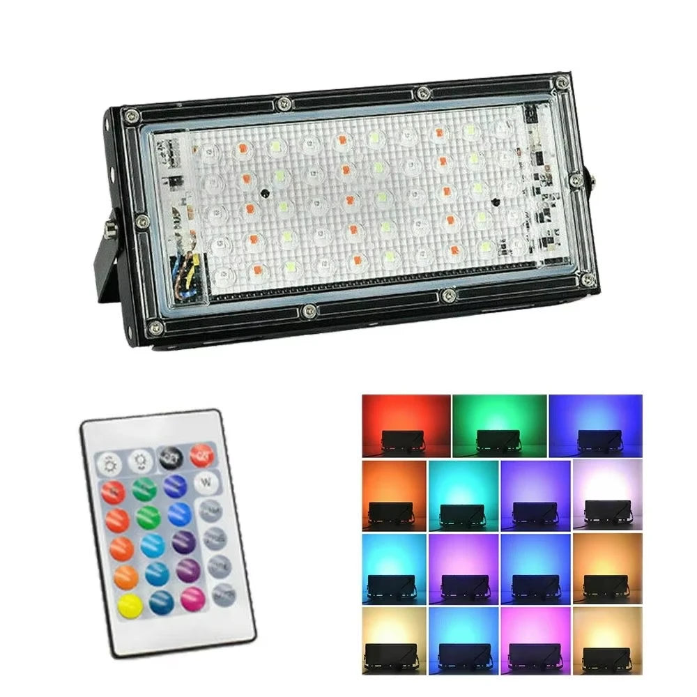 Power Flood Lights Remote RGB Outdoor Lighting Parks Garden Zpaxo