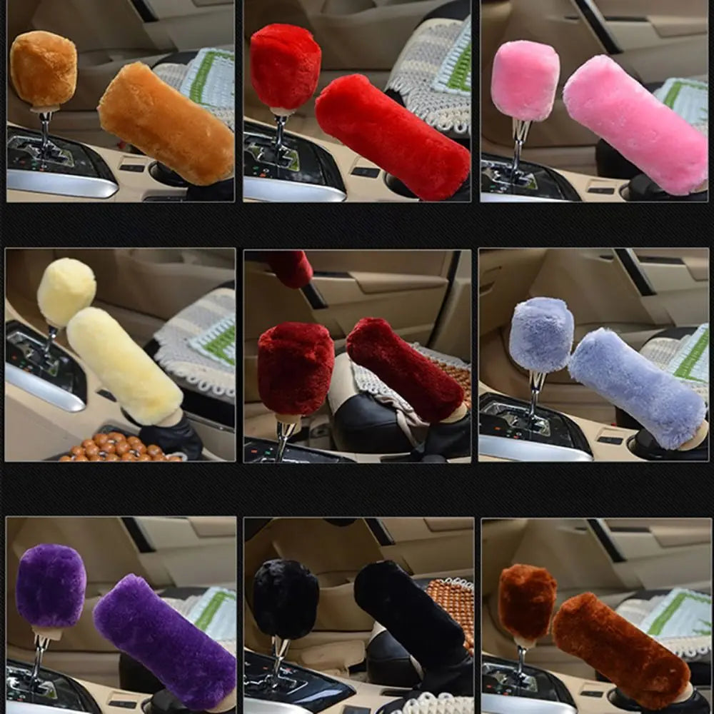 1 Pair Soft Plush Handbrake Cover Warm Thickening Car Solid Grip Zpaxo