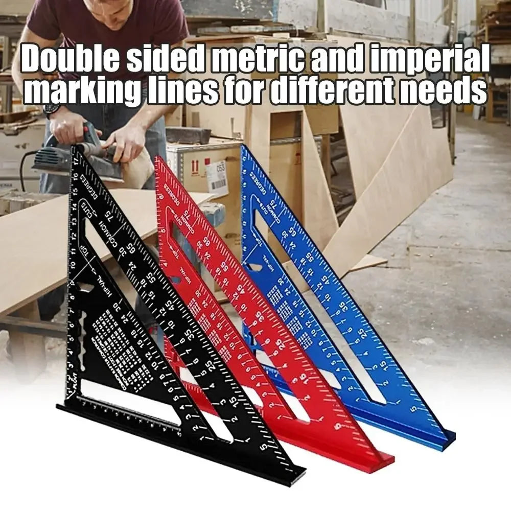New 7Inch Triangle Ruler Measurement Tool Aluminium Alloy Carpenter Tools Inch Metric Angle Ruler Speed Square Woodworking Tools Zpaxo