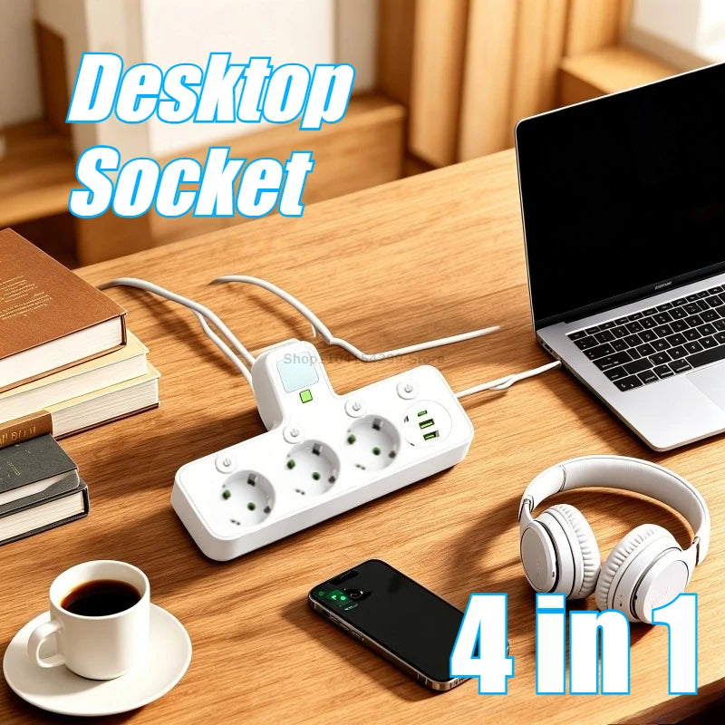 Multi-socket Power Strips Strip 3 Plugs USB Socket Electric Outlet Fast Charger Desktop Charging USB Electrical Adapter Socket Zpaxo