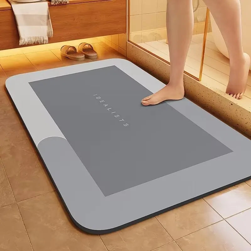 Highly Absorbent Non Slip Bathroom Mat Quick Drying Diatomaceous Zpaxo grey 400MMx600MM