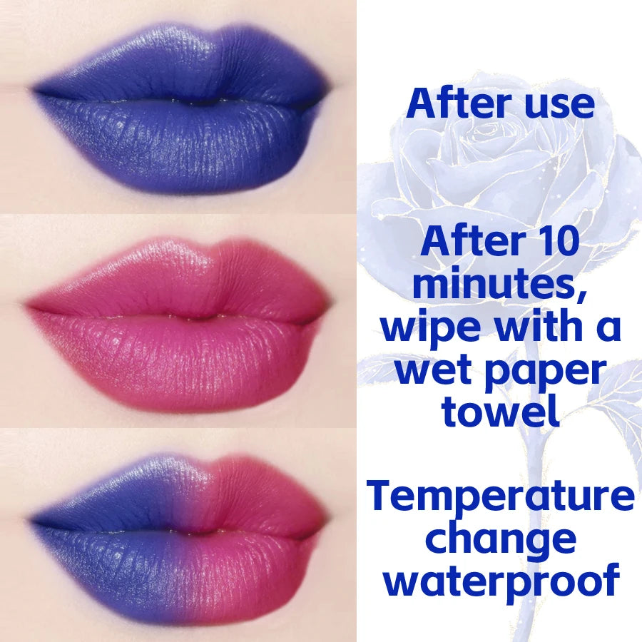 Temperature Change Rose Lipstick Waterproof Female Makeup Sexy Lip