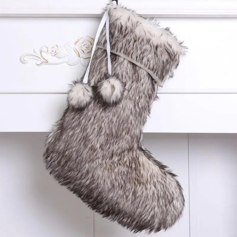 Faux Furs Holiday Hanging Sock Elegant Designs Fireplaces Mantels