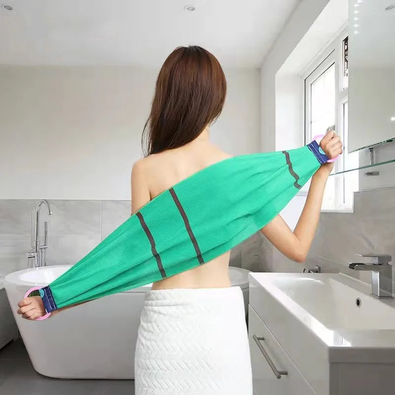 Long Back Scrubber Bath Towel – Exfoliating Mesh Wash Strap Bath Back Scrubber Zpaxo