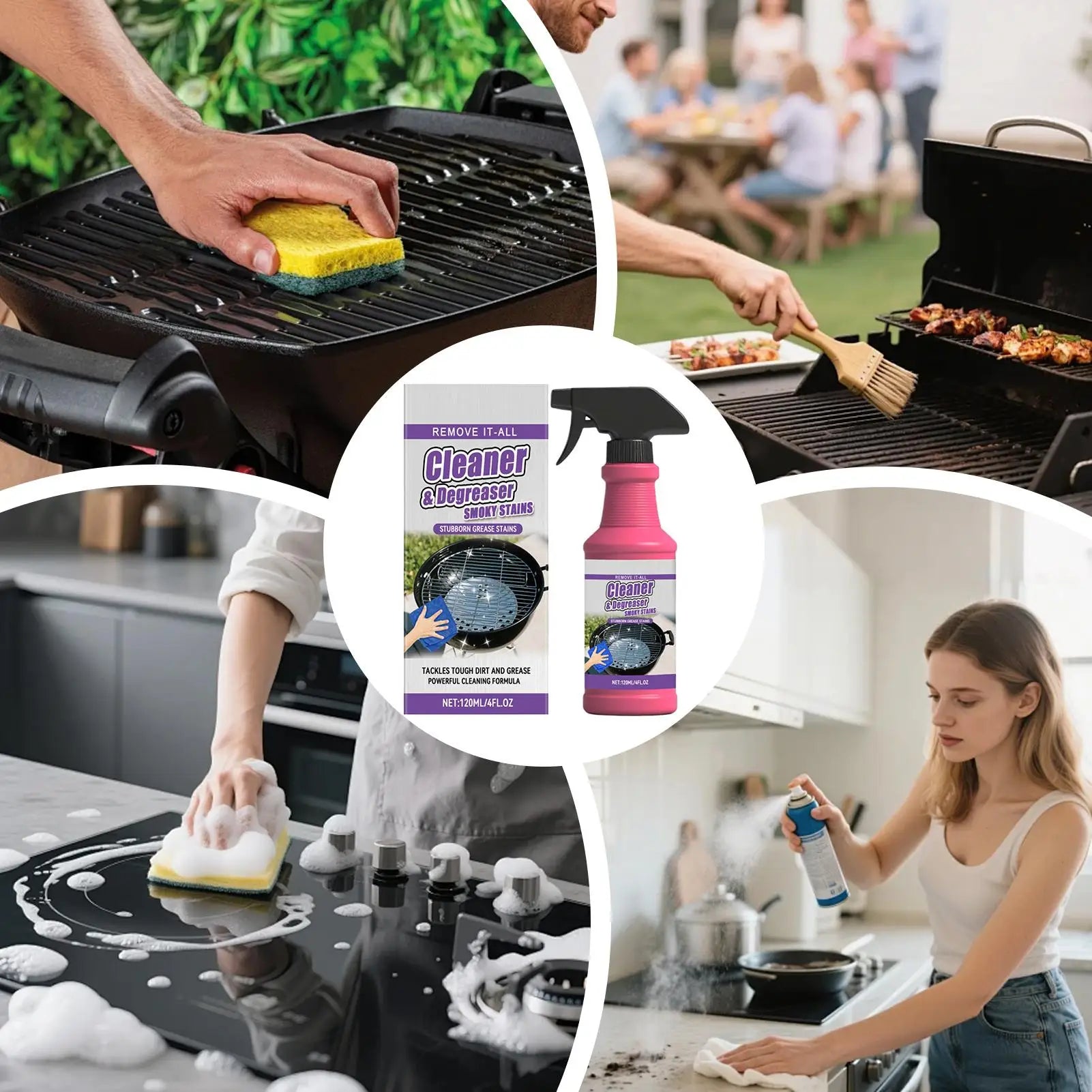 Grill Degreaser Cleaner Heavy Duty Kitchen Grease Remover Spray