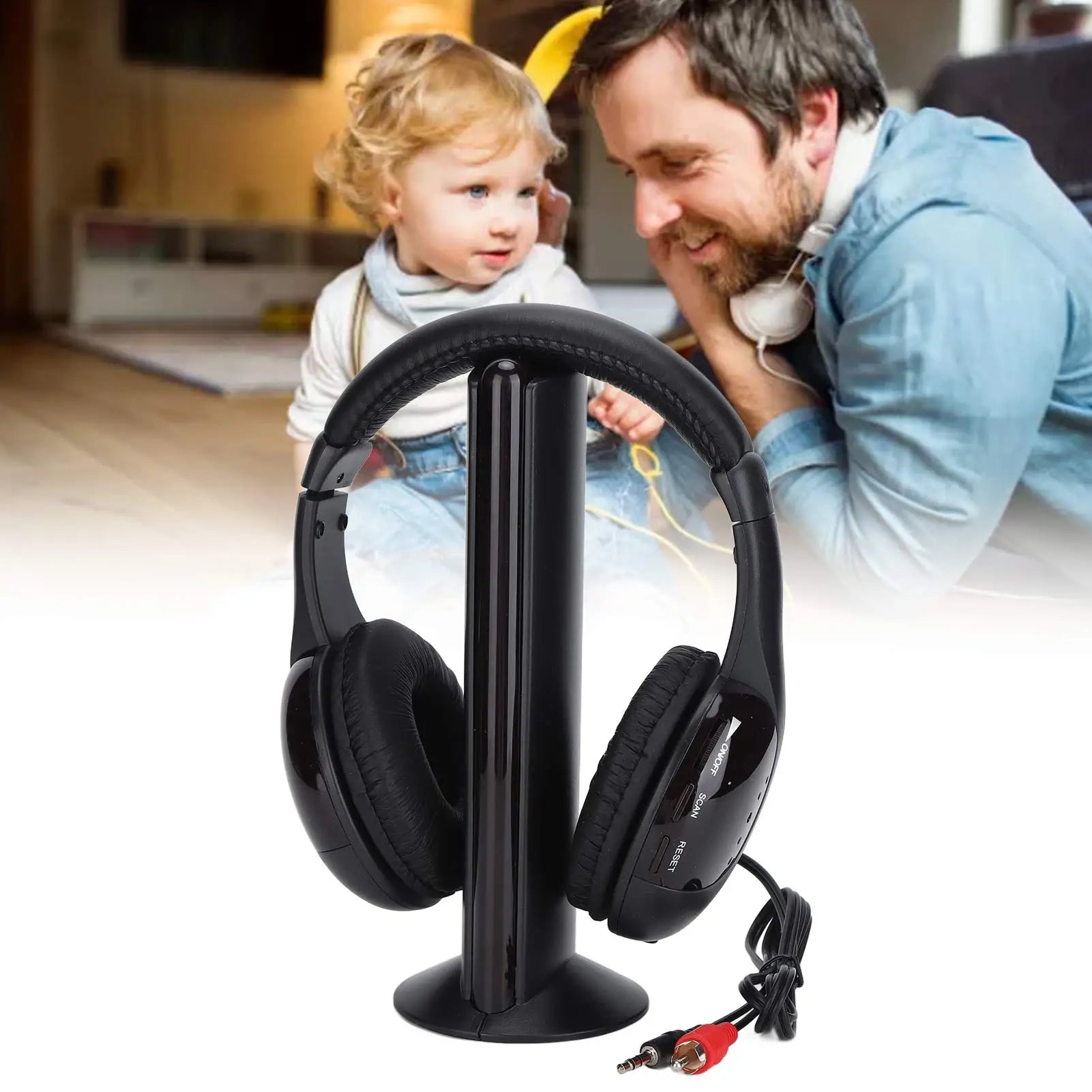 1 Wireless Headphones Hifi Deep Bass FM Radio Over Ear Monitoring TV