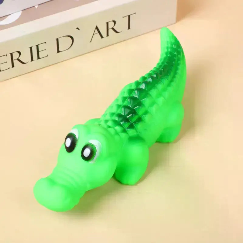 Interactive Games Squeaky Rubber Crocodile Dog Toy Durable Chew Play Zpaxo