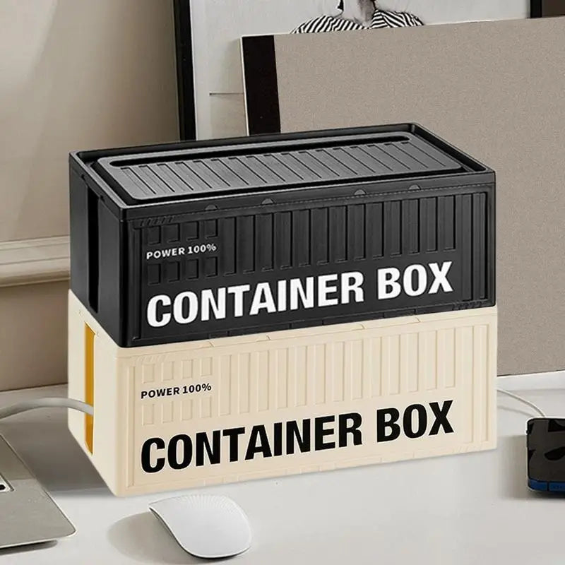 Container Cable Storage Box With Lid For Office, High Capacity Cord Organizer, Space Saving Desktop Socket Cable Management Box Zpaxo