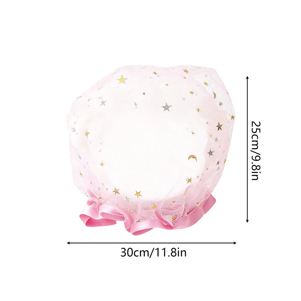 Waterproof Double-Layer Shower Caps Starry Sky Design Fashion Reusable Bathing Hat Kitchen Oil-proof Sanitary Hat Zpaxo