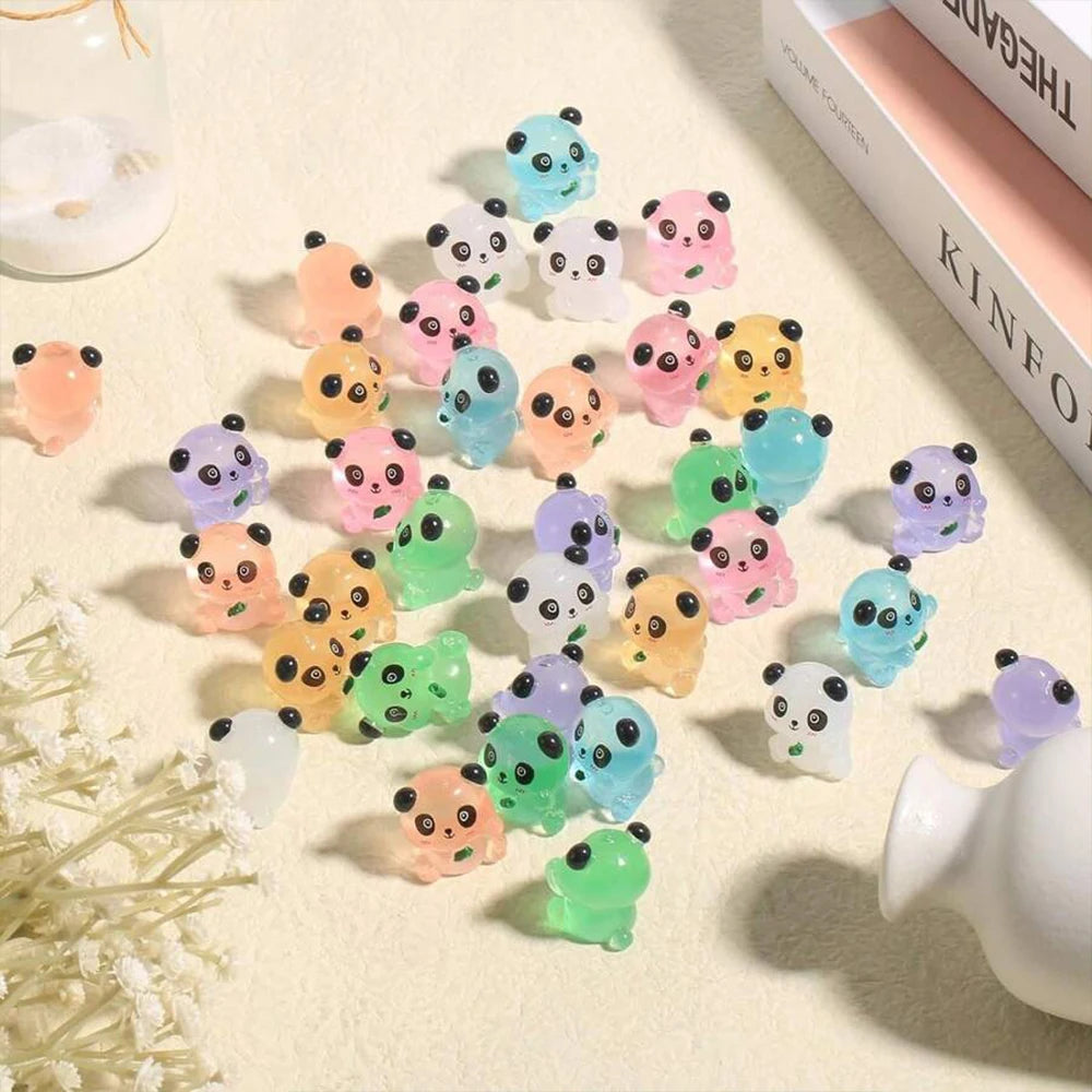 7/14/21Pcs Luminous Mini Resin Panda Figurines Glow in The Dark Panda Animal Miniature for Landscape Garden Home Decor Zpaxo