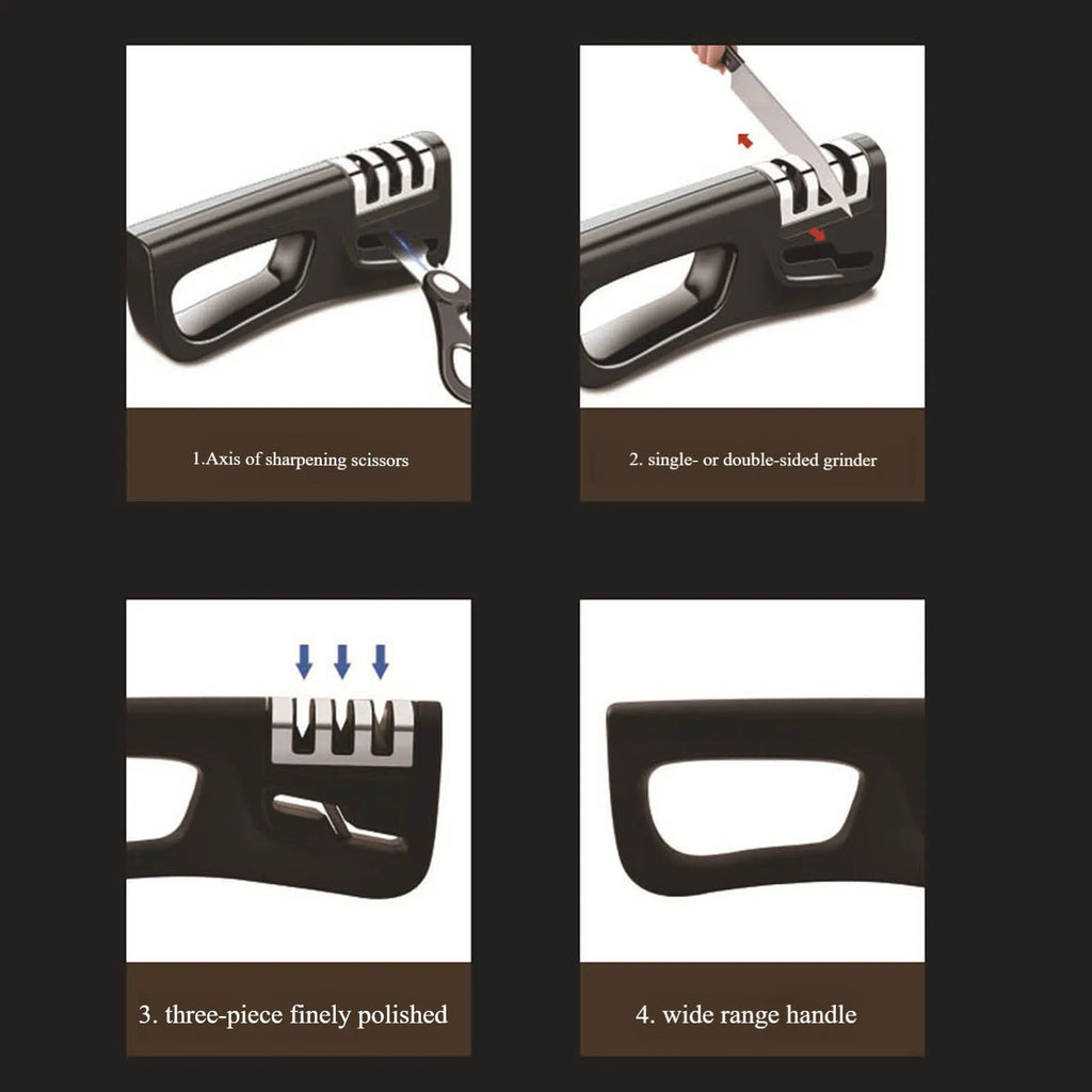 Professional 4-in-1 Knife Sharpener Replaceable Ceramic Tungsten