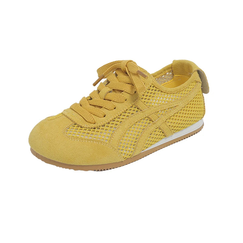 Women's Shoes Leather Retro Training Mesh Flat Casual Women