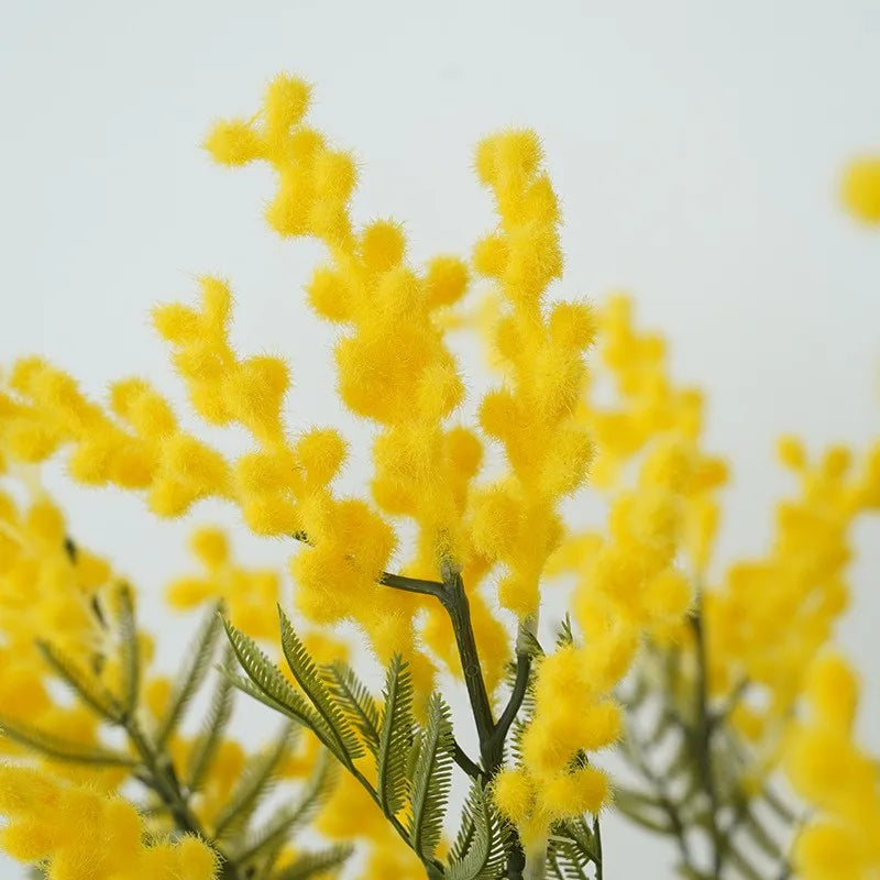 Fake Acacia Artificial Flowers Yellow Mimosa Spray Cherry Fruit