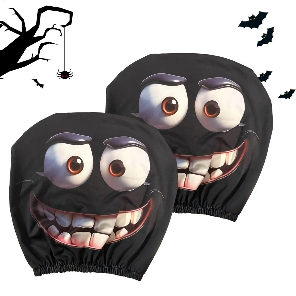 Funny Face Car Headrest Covers Auto Seat Pillow Cases Interior