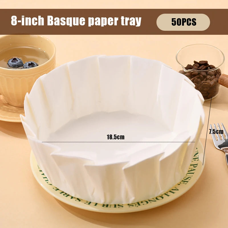 Baking Oil Proof Edge Paper Disposable Release Mousse Cake Paper Basque Cheesecake Oil Paper Tray Foldable Cake Mold Zpaxo C