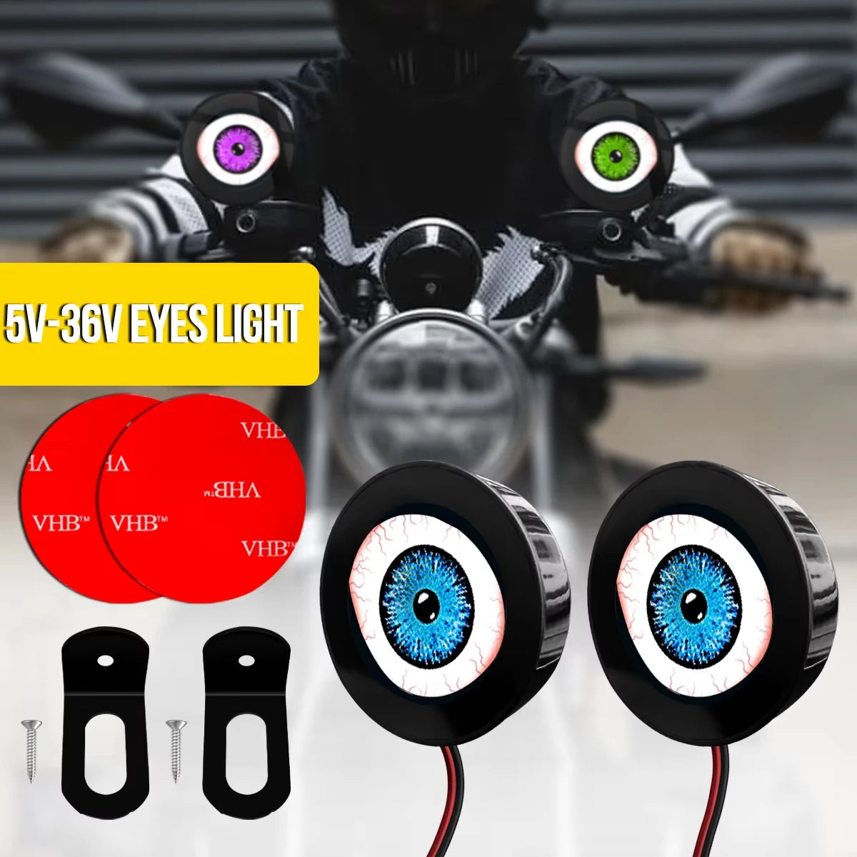 3D Devil Eye LED Motorcycle Decorative Light | 5V–36V Kit LED Decorative Light Zpaxo