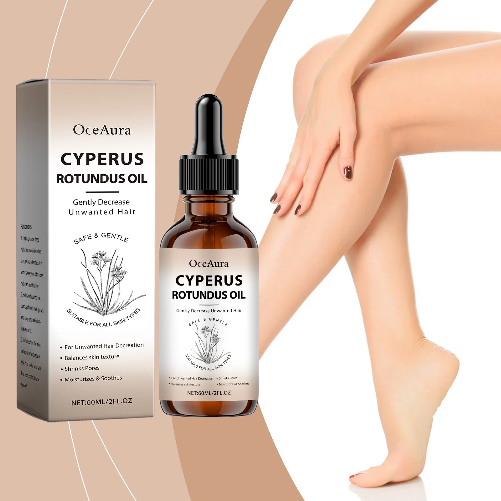OceAura Hair Inhibitor Oil – Body Hair Removal Serum 60ml Hair Inhibitor Serum Zpaxo