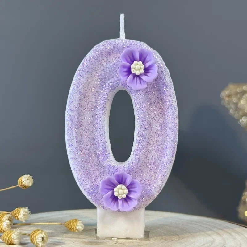 3D Purple Flower Number Cake Candles | Birthday Party Decor Number Cake Candles Zpaxo 0