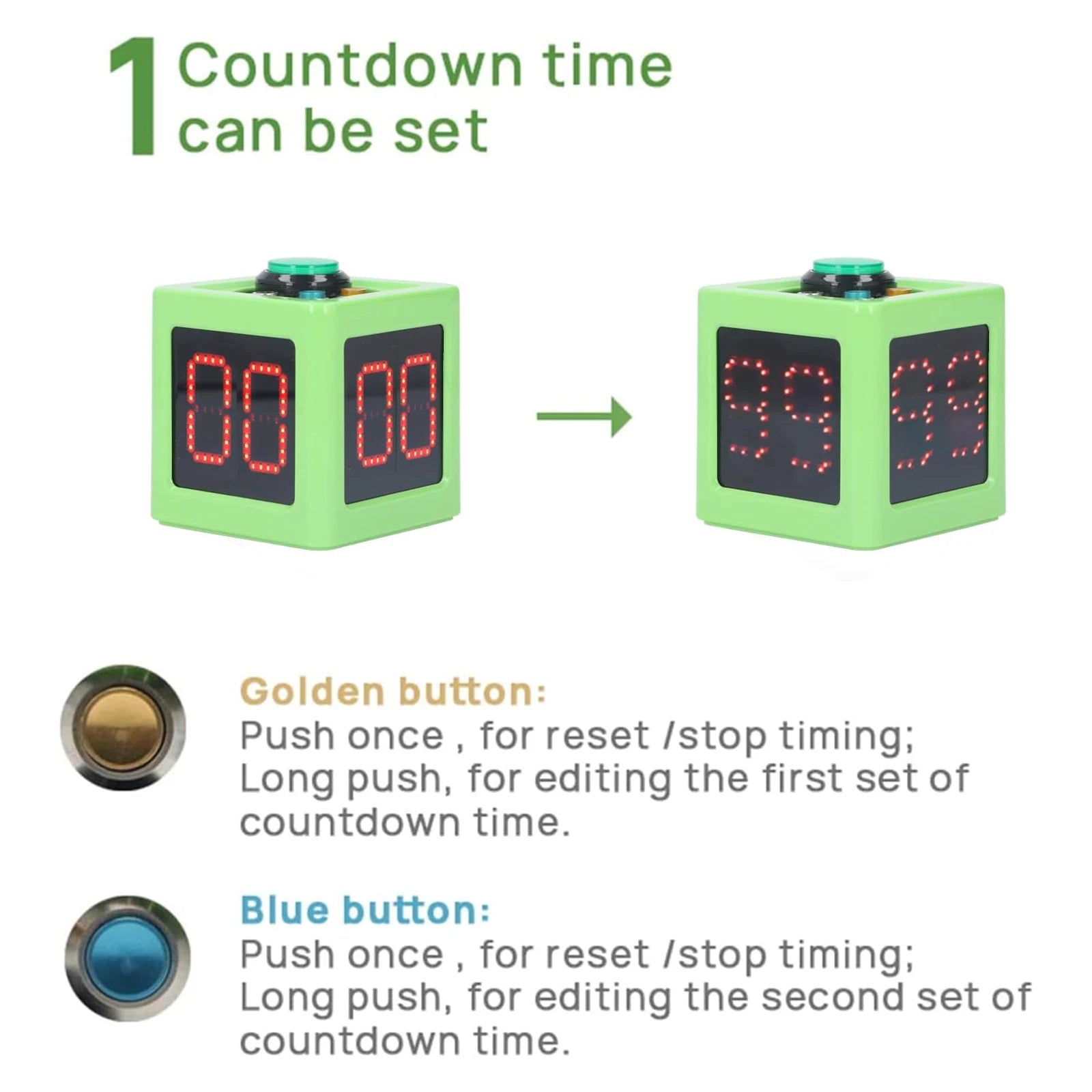 4 Sides Cube Timer Poker Shot Clock Digital Display 5-Level