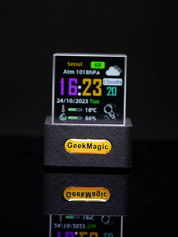 Crystal Cube Photo Display Holographic Desktop Smart Weather Station Digital Clock with GIF Animations Album Desktop Decoration Zpaxo