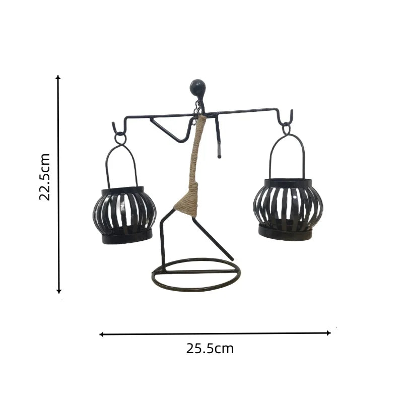 Nordic Metal Candle Holder Abstract Character Handmade Vintage Candlestick for Wedding Home Coffee Shop Table Art Decoration New Zpaxo D