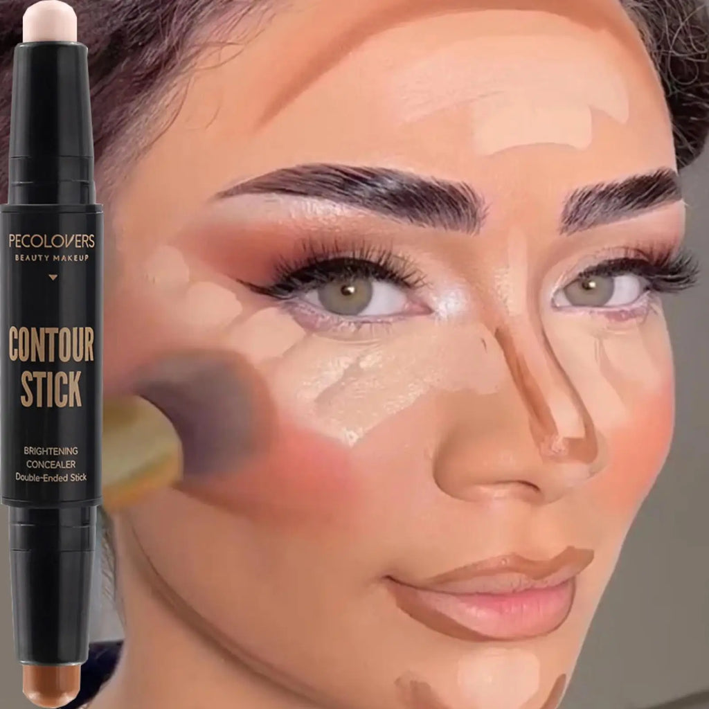 Face Contour Stick Double-Ended Highlight and Shadow CreamWaterproof Full Coverage Concealer, Natural Finish Makeup for All Skin Zpaxo