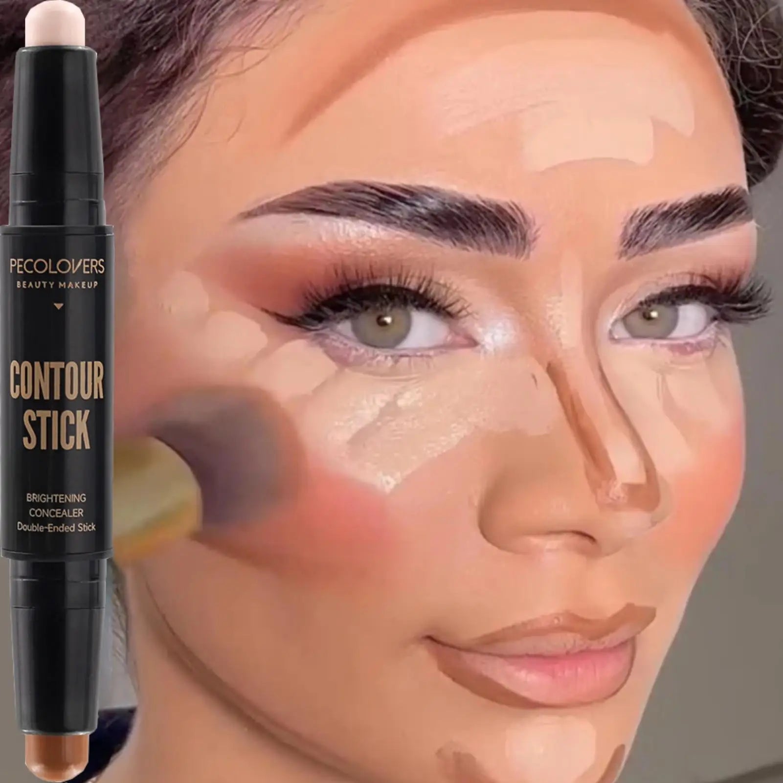 Face Contour Stick Double-Ended Highlight and Shadow CreamWaterproof Full Coverage Concealer, Natural Finish Makeup for All Skin Zpaxo