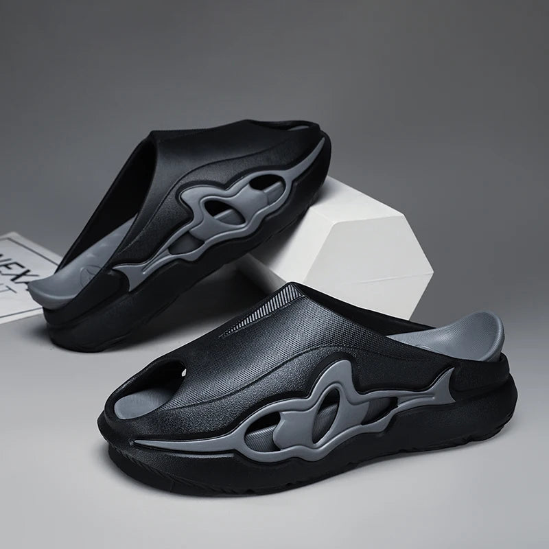 SHAJI Men Cloud Slides Summer Soft Comfort Clogs Casual Sandals