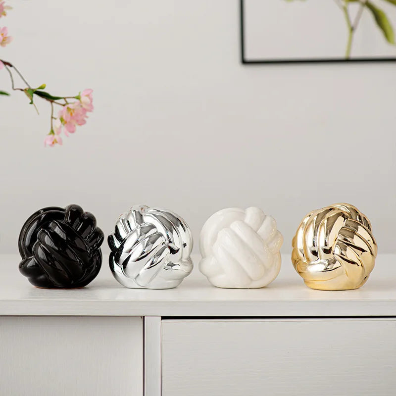 Art Deco-style Ceramic Ornament Linear Texture Home Decor Living Room