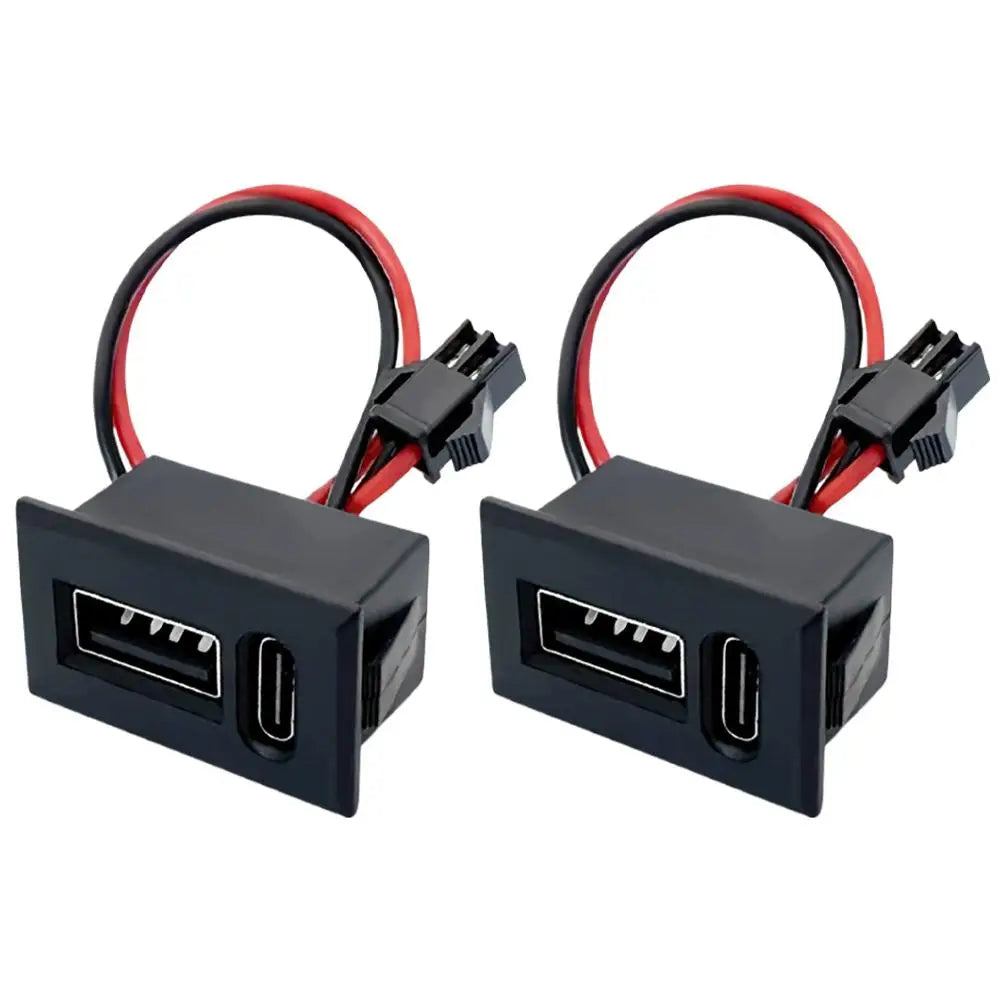 Dual USB-A & USB-C Embedded Charging Port Module with Cable USB Charging Module Zpaxo 2PCS