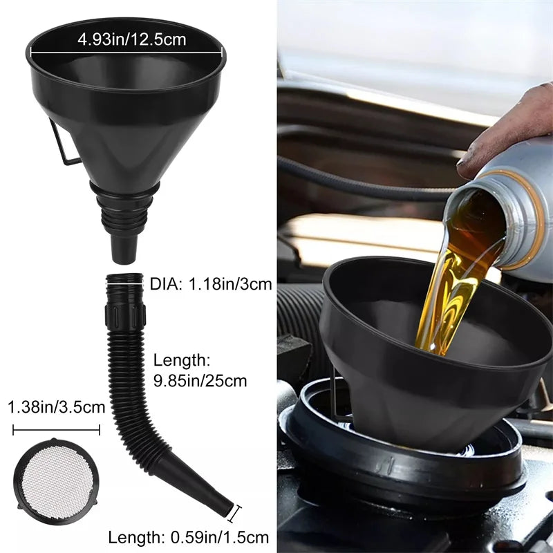 Car Refueling Funnel Filter Motorcycle Refuel Engine Oil Moto Auto