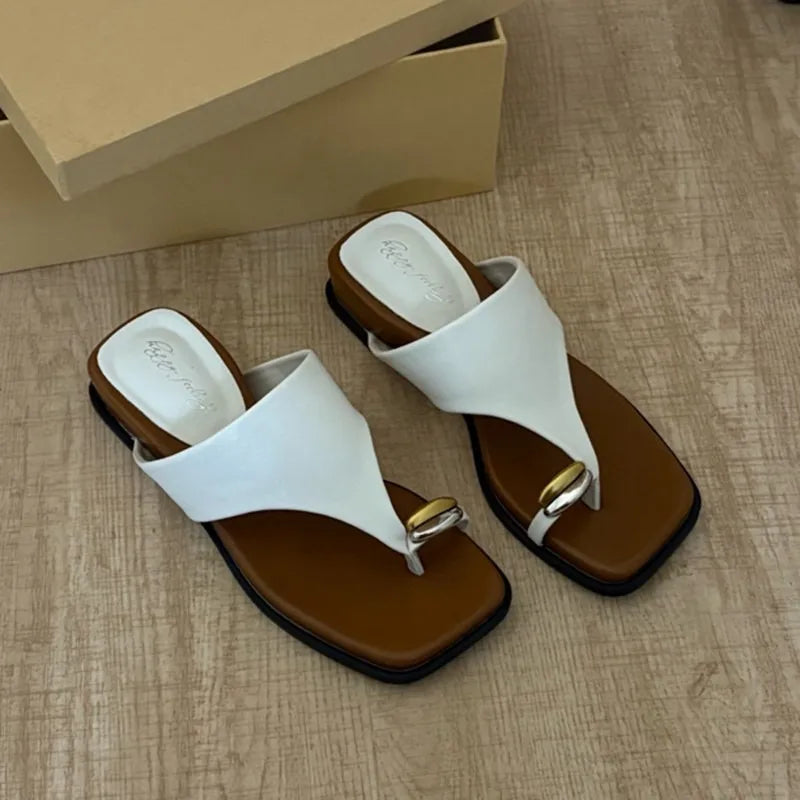 Platform Wedges Heel Clip Toe Women Slippers Concise Dress Street Style Slides Summer Ladies Outdoor Sandalias Zpaxo 35 WHITE