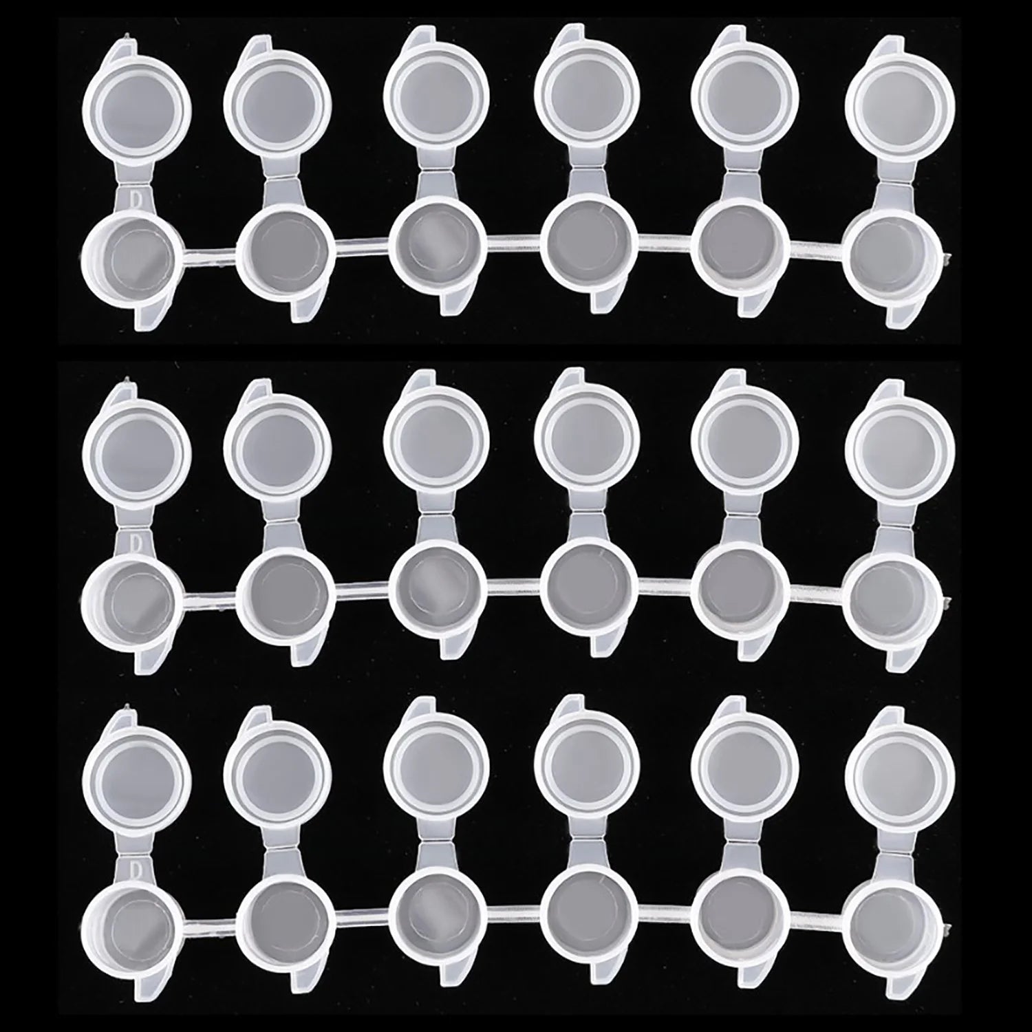 10 Strips 60 Pots Empty Mini Paint Cup Box Plastic Pigment Storage