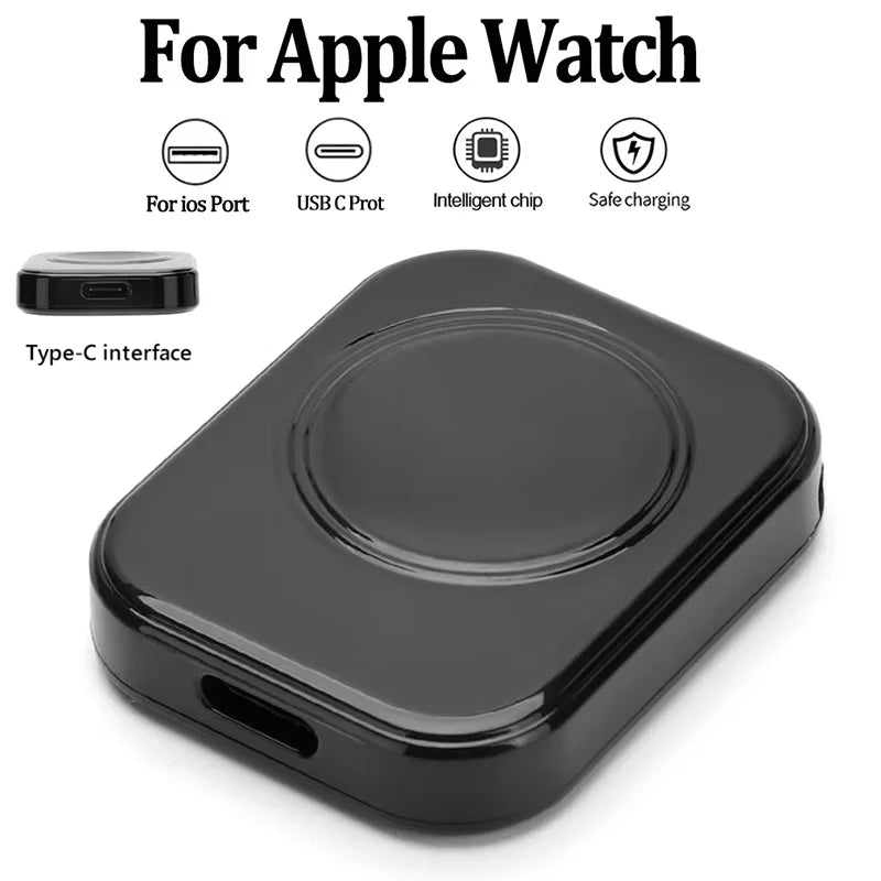 Wireless Charger For Apple Watch Series 9 8 7 SE 6 5 4 Ultra 3 2 1 Type C 8pin Two Interface Portable Magnetic Wireless Charger Zpaxo