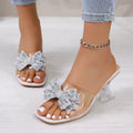 2026 Summer Open Toe Woman's Slippers Crystal Bow Decorated Female Zpaxo Beige 40