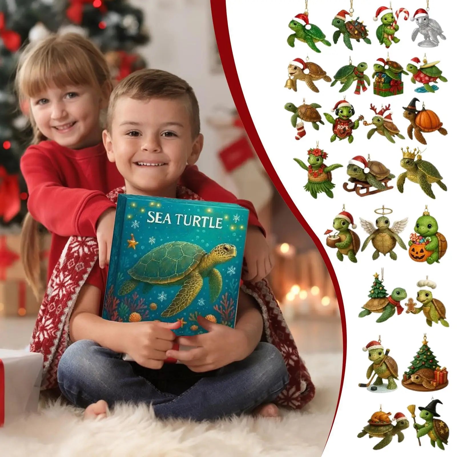Christmas Sea Turtle Advent Calendar 24 Days 2D Acrylic Ornament